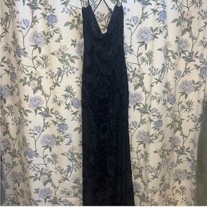 Windsor long black dress with floral design, only worn in pictures.